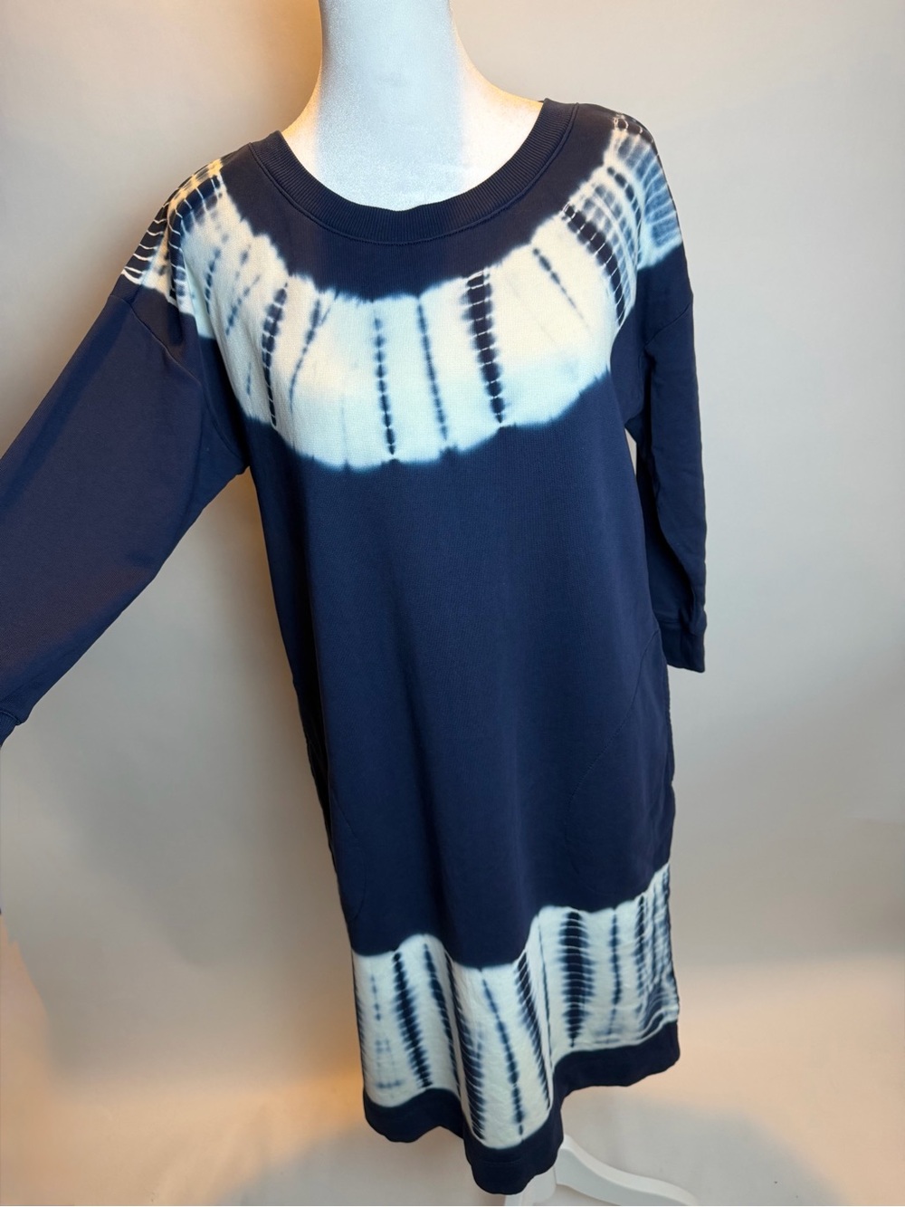 Navy Tie-Dye Yoke & Hem Tunic Dress - Picture 11 of 14